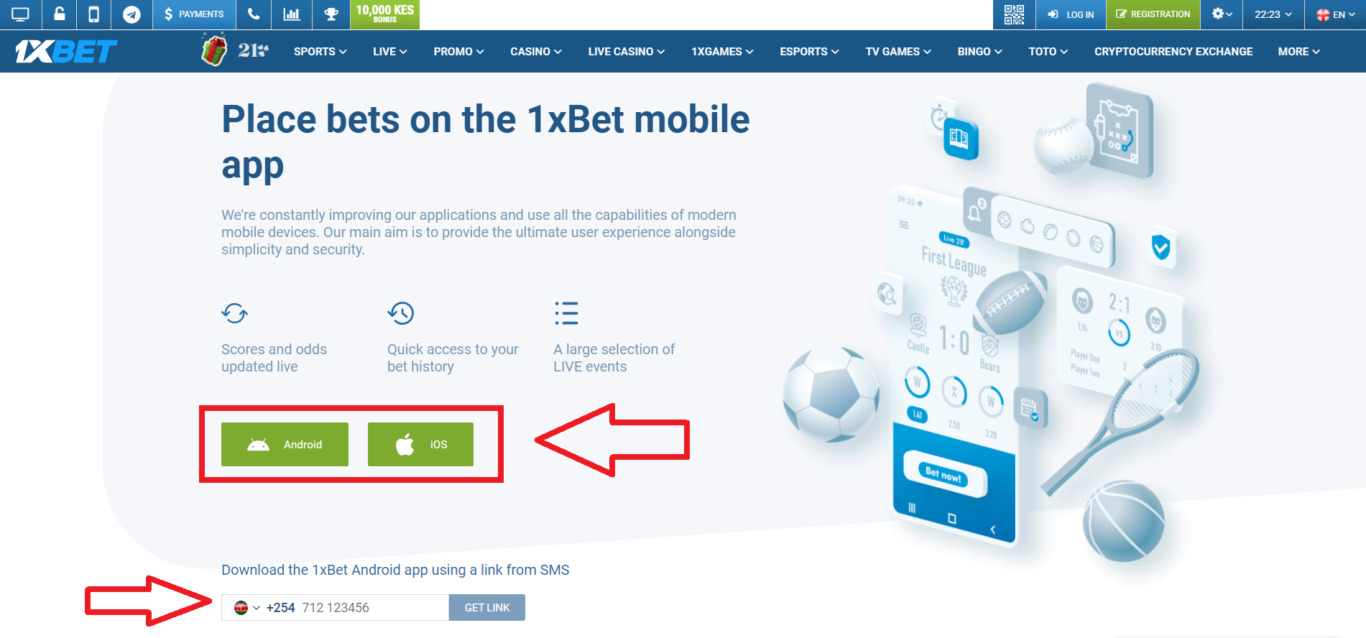 1xBet app registration bonus for new players every day